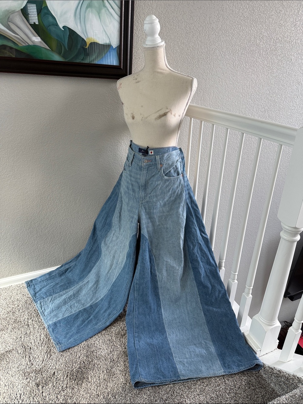 NWT Rare Levi's Premium Blue Tab Roper Extra Wide Leg Patchwork Jeans - Size 32
